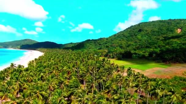 Nido Nacpan Twin Beach Palawan Filipiny Drone Strzał Tropikalnej Plaży — Wideo stockowe