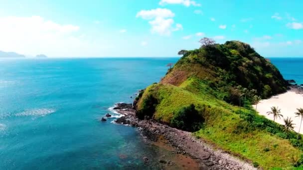 Nido Nacpan Twin Beach Palawan Filipiny Drone Strzał Tropikalnej Plaży — Wideo stockowe