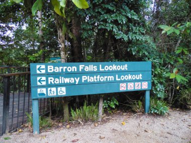 Barron Falls Lookout sign Railway Platform. High quality photo clipart