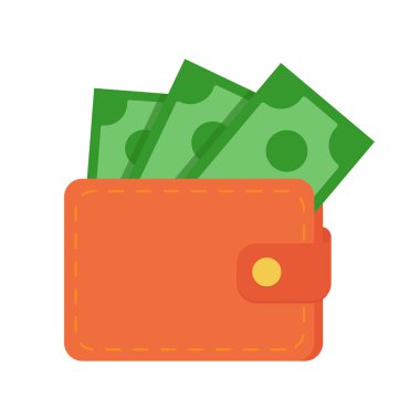 Para dolu cüzdan web ve yazdırma için düz stil