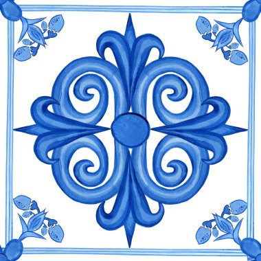 Majolica kusursuz desen. Sicilya el yapımı mavi süs. Geleneksel mavi ve beyaz seramik fayanslar. Portekiz geleneksel azulejo deseni. Fas stili.