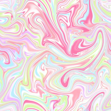 Holographic seamless pattern. The effect of flowing iridescent liquid. Psychedelic effect. Fairy tale unicorn trend background. 90s fashion.	