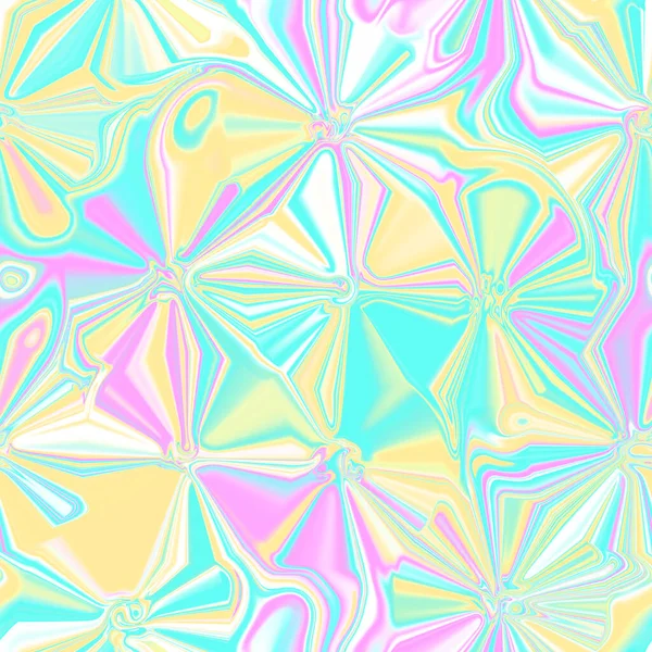 Holographic seamless pattern. The effect of flowing iridescent liquid. Psychedelic effect. Fairy tale unicorn trend background. 90s fashion.