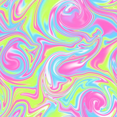 Holographic seamless pattern. The effect of flowing iridescent liquid. Psychedelic effect. Fairy tale unicorn trend background. 90s fashion.	