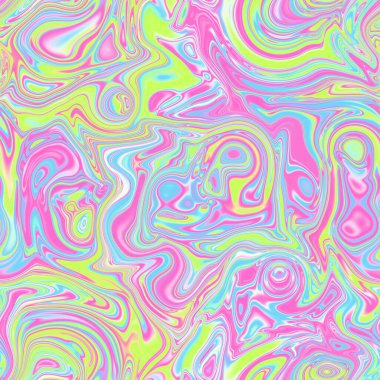 Holographic seamless pattern. The effect of flowing iridescent liquid. Psychedelic effect. Fairy tale unicorn trend background. 90s fashion.	