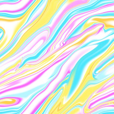 Holographic seamless pattern. The effect of flowing iridescent liquid. Psychedelic effect. Fairy tale unicorn trend background. 90s fashion.	