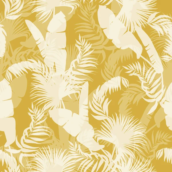 Tropische Blätter Nahtloses Muster Endlose Exotische Hintergrund Für Tapeten Und — Stockfoto