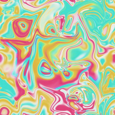 Holographic seamless pattern. The effect of flowing iridescent liquid. Psychedelic effect. Fairy tale unicorn trend background. 90s fashion.	