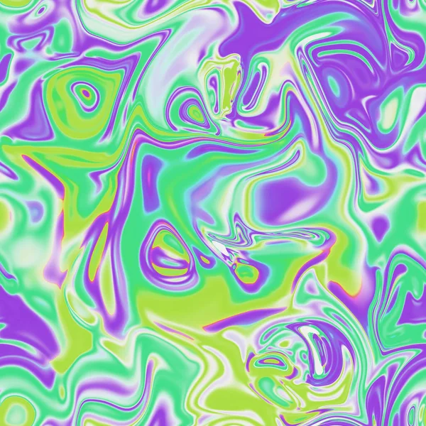 Holographic Seamless Pattern Effect Flowing Iridescent Liquid Psychedelic Effect Fairy — Stok Foto