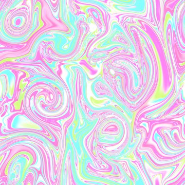 Holographic seamless pattern. The effect of flowing iridescent liquid. Psychedelic effect. Fairy tale unicorn trend background. 90s fashion.	