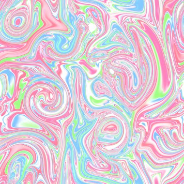 Holographic seamless pattern. The effect of flowing iridescent liquid. Psychedelic effect. Fairy tale unicorn trend background. 90s fashion.	