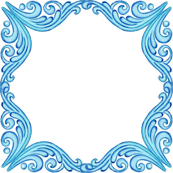Majolica Pattern Sicilian Hand Drawn Blue Ornament Traditional Blue White — Fotografia de Stock