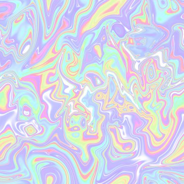 Holographic seamless pattern. The effect of flowing iridescent liquid. Psychedelic effect. Fairy tale unicorn trend background. 90s fashion.	