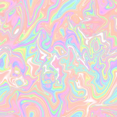 Holographic seamless pattern. The effect of flowing iridescent liquid. Psychedelic effect. Fairy tale unicorn trend background. 90s fashion.	