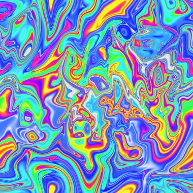 Holographic seamless pattern. The effect of flowing iridescent liquid. Psychedelic effect. Fairy tale unicorn trend background. 90s fashion.	