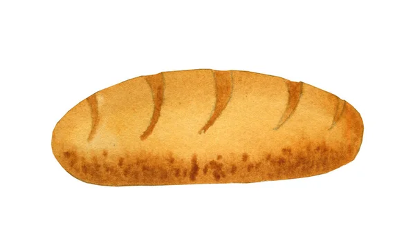Baton Bäckereiprodukt Handgezeichnete Aquarell Illustration Frisches Brot Auf Isoliertem Hintergrund — Stockfoto