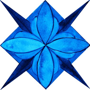 Mavi renkte seramik fayans tasarımı. Sicilya pürüzsüz süsü. Barok suluboya geçmişi. Elle çizilmiş kraliyet süsü. Akdeniz İtalyan baskısı.