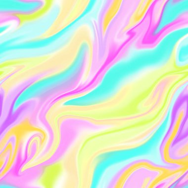 Holographic seamless pattern. The effect of flowing iridescent liquid. Psychedelic effect. Fairy tale unicorn trend background. 90s fashion.	