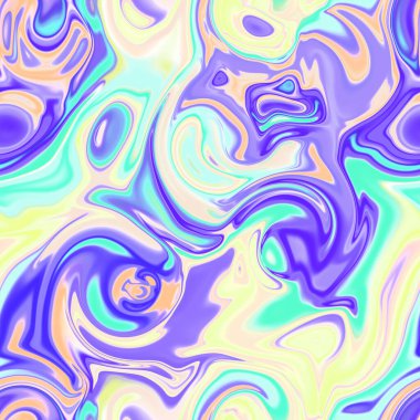 Holographic seamless pattern. The effect of flowing iridescent liquid. Psychedelic effect. Fairy tale unicorn trend background. 90s fashion.	