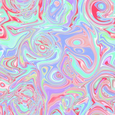 Holographic seamless pattern. The effect of flowing iridescent liquid. Psychedelic effect. Fairy tale unicorn trend background. 90s fashion.	