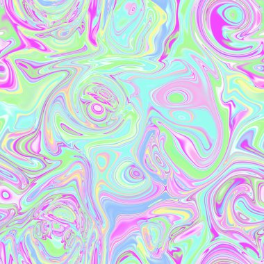 Holographic seamless pattern. The effect of flowing iridescent liquid. Psychedelic effect. Fairy tale unicorn trend background. 90s fashion.	