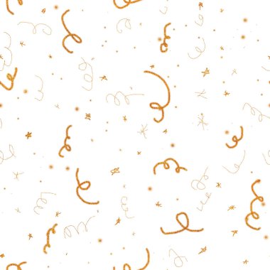 Altın soyut konfeti kusursuz desen. Parlak konfeti ve yıldızlarla dolu sonsuz tatil geçmişi. Kağıt ve duvar kağıtları için..