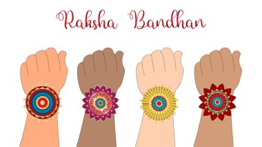 Mutlu Raksha Bandhan. Erkek ve kız kardeşlerin elleri, kız kardeş rakhi 'nin düğümünü erkek kardeşlerinin ellerine bağlayacak. Çünkü onlara şefkat ve sevgi vaad ediyorlar..