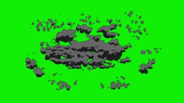 Çizgi film 2d Fx Smoke Efektleri yeşil ekranda. Alfa kanallı çizgi film sis patlamaları. Anahtar rengi, renk anahtarı, alfa kanalı. 4K video