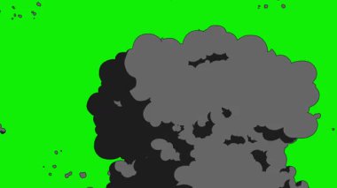Çizgi film 2d Fx Smoke Efektleri yeşil ekranda. Alfa kanallı çizgi film sis patlamaları. Anahtar rengi, renk anahtarı, alfa kanalı. 4K video