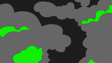 Çizgi film 2d Fx Smoke Efektleri yeşil ekranda. Alfa kanallı çizgi film sis patlamaları. Anahtar rengi, renk anahtarı, alfa kanalı. 4K video