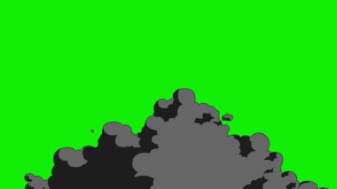 Çizgi film 2d Fx Smoke Efektleri yeşil ekranda. Alfa kanallı çizgi film sis patlamaları. Anahtar rengi, renk anahtarı, alfa kanalı. 4K video