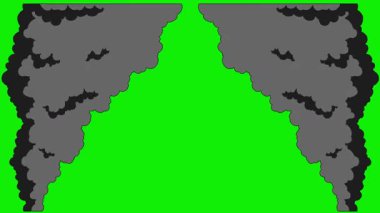 Çizgi film 2d Fx Smoke Efektleri yeşil ekranda. Alfa kanallı çizgi film sis patlamaları. Anahtar rengi, renk anahtarı, alfa kanalı. 4K video