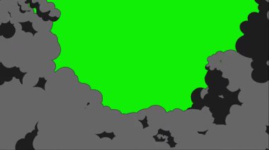 Çizgi film 2d Fx Smoke Efektleri yeşil ekranda. Alfa kanallı çizgi film sis patlamaları. Anahtar rengi, renk anahtarı, alfa kanalı. 4K video