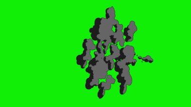 Çizgi film 2d Fx Smoke Efektleri yeşil ekranda. Alfa kanallı çizgi film sis patlamaları. Anahtar rengi, renk anahtarı, alfa kanalı. 4K video
