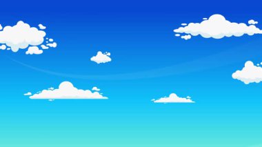 Yeşil Ekran Doğa Hareketinde Bulutlu Güzel Mavi Gökyüzü