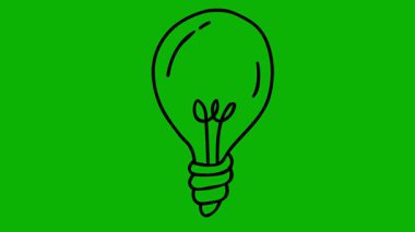 El Yazması Ampul Animasyonu: Yeşil Ekran: 124; Çizgi film Işık Fikri Efekti