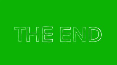 The End Outline Animasyon Yeşil Ekran (124; El Yazması Beyaz Metin Efekti)