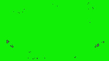 Duman, duman elementlerinin hareket grafikleri, sis, buhar efektleri, rüzgar, patlama, yeşil ekrandaki çizgi film duman patlaması. Çizgi film Smoke geçiş animasyonu anahtar renkte. Krom anahtar, 4K video