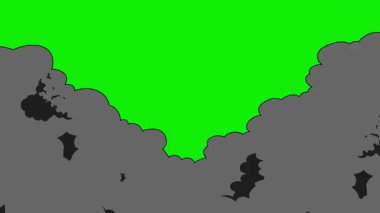 Duman, duman elementlerinin hareket grafikleri, sis, buhar efektleri, rüzgar, patlama, yeşil ekrandaki çizgi film duman patlaması. Çizgi film Smoke geçiş animasyonu anahtar renkte. Krom anahtar, 4K video