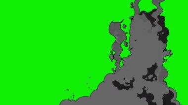 Duman, duman elementlerinin hareket grafikleri, sis, buhar efektleri, rüzgar, patlama, yeşil ekrandaki çizgi film duman patlaması. Çizgi film Smoke geçiş animasyonu anahtar renkte. Krom anahtar, 4K video