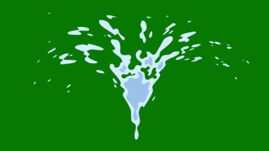 Yeşil ekran üzerindeki su efektleri, su sıçraması, akıntı, girdap, damla, püskürtme, köpük, dökme, sis vs. Krom anahtar 4k. 