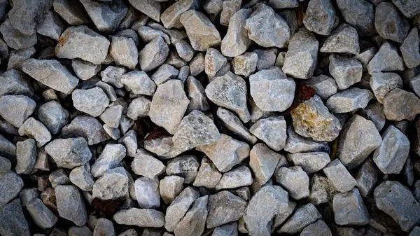 Uma Vista Perto Pedras Cinzentas Lisas Mostrando Sua Textura Decorativa — Fotografia de Stock