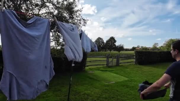 Enjoy Beauty Sunny Laundry Day Clothes Sway Fresh Breeze Image — Stock Video