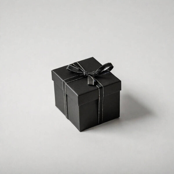 black gift box on a plain white background