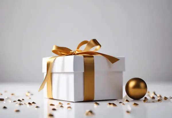 white gift box on a plain white background