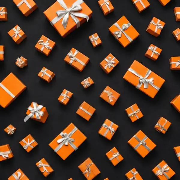 orange gift box on a plain black background