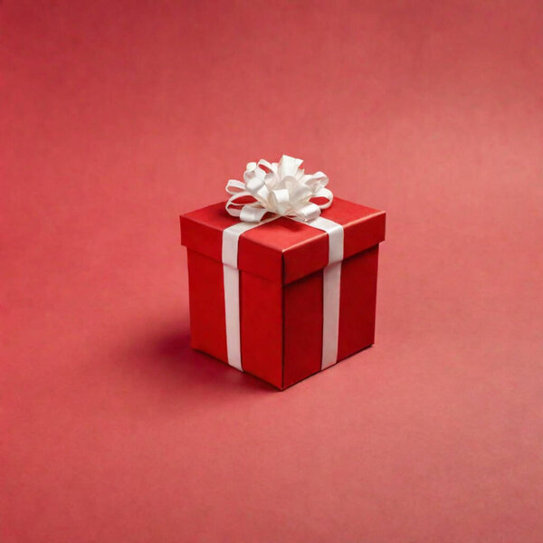 red gift box on a plain red background
