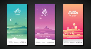 The night journey design set banner vertical template with a vector illustration of a night journey atmosphere. clipart