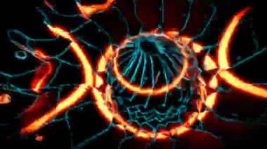 Dairesel hareketin soyut 3d çizimi parlayan ampuller.