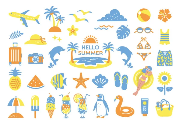 stock vector summer and beach illustration set